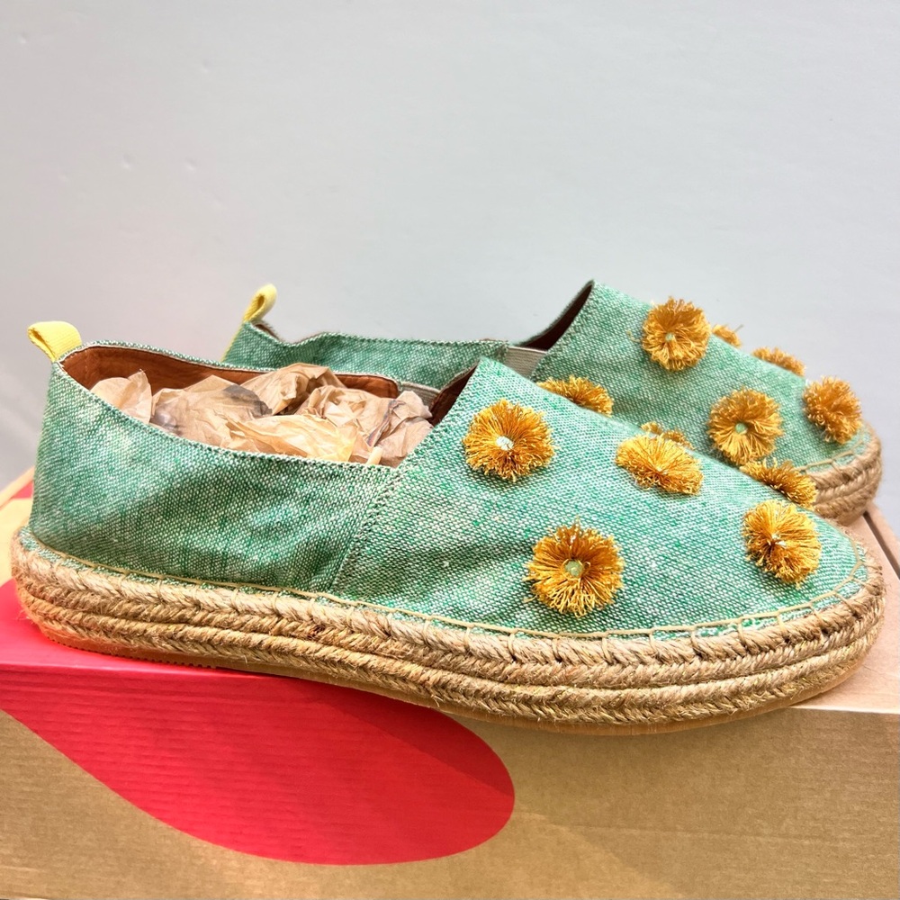 Silvia Cobos SC SOIL MOCASINES Leather Canvas Flat Espadrilles women’s 7.5 NEW